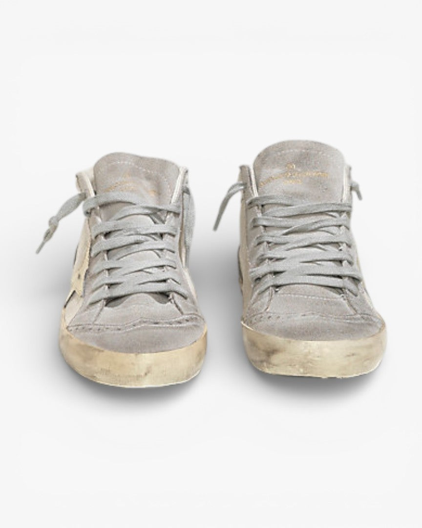 Golden Goose MID STAR Sneakers Pelle Stella Pelle White Gold Star