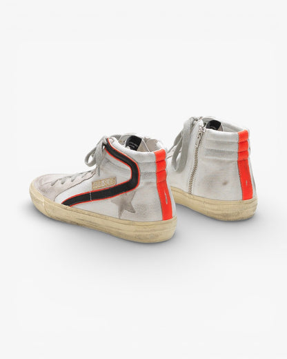 Golden Goose Slide Sneakers White Mesh Red Black Detailing