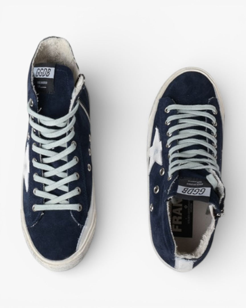 Golden Goose FRANCY Suede Navy Sneakers Handcrafted Custom Couples