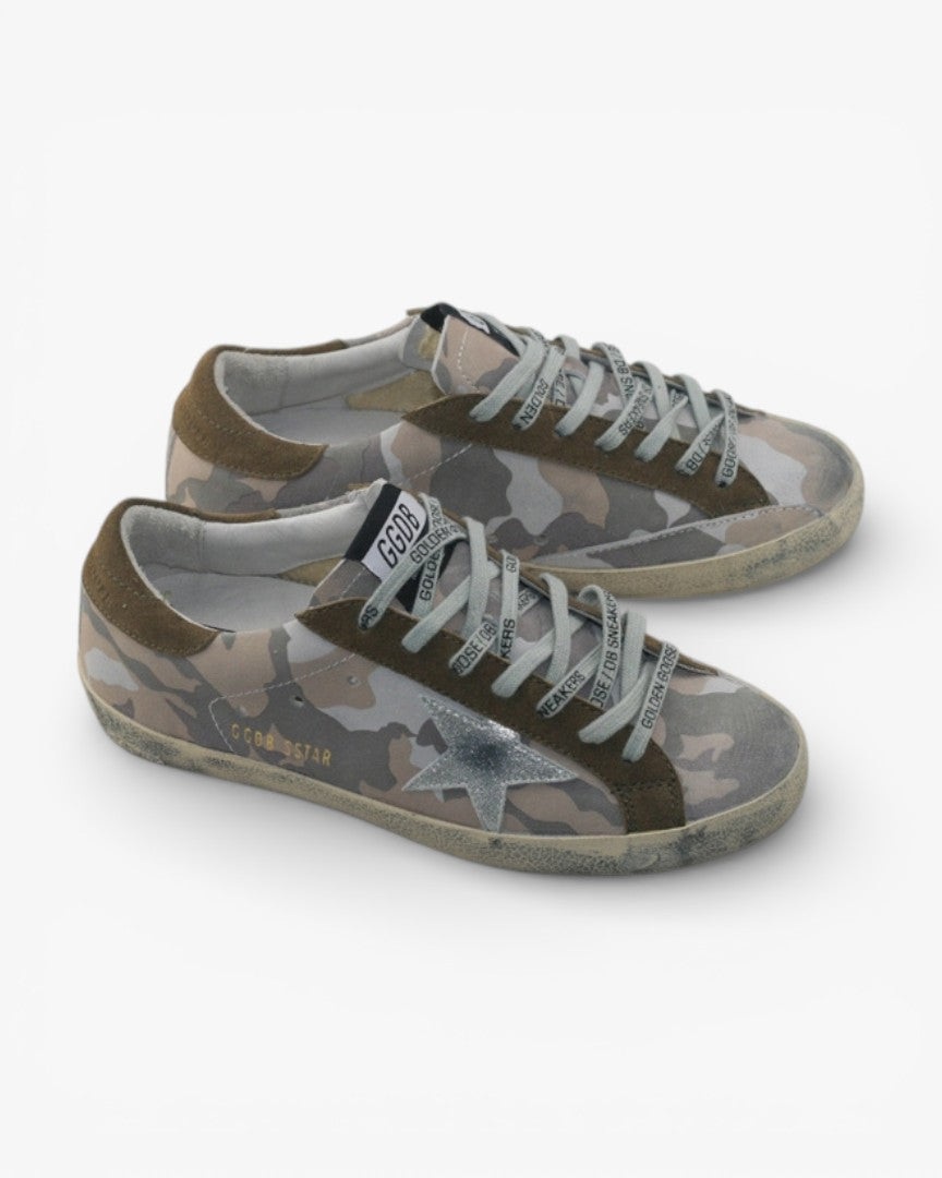 Golden Goose Camo Brown Handcrafted Custom Couple Sneakers