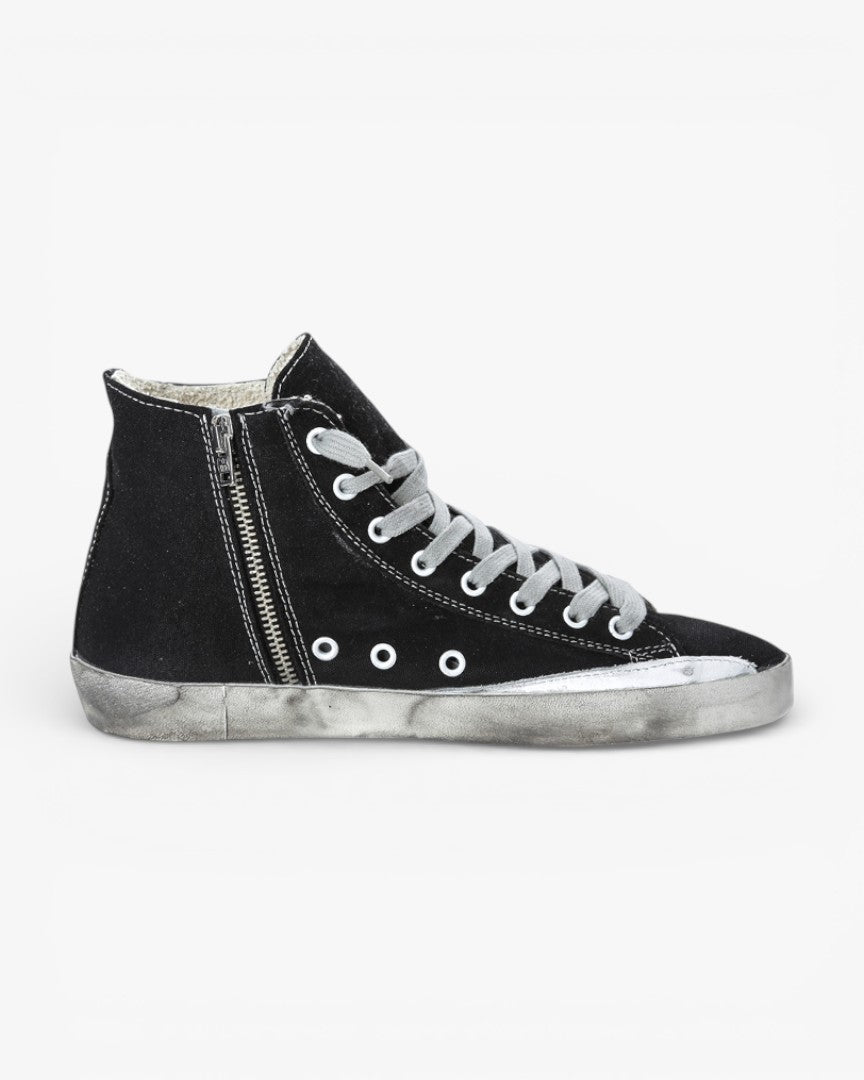 Golden Goose FRANCY Sneakers Cotton Canvas Suede Star Black Canvas