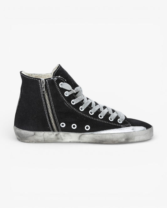 Golden Goose FRANCY Sneakers Cotton Canvas Suede Star Black Canvas