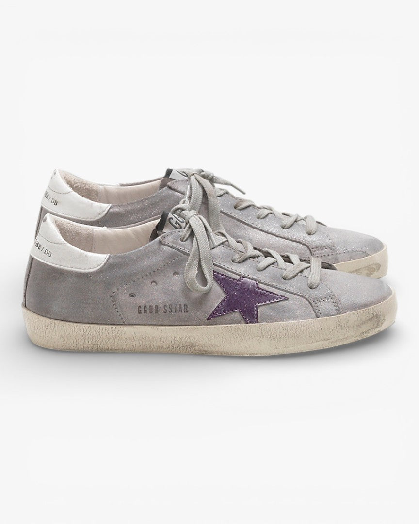 Golden Goose Superstar Sneakers Calf Leather Suede Glitter Detail