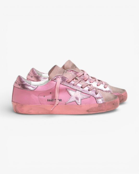 Golden Goose Super-Star Sneakers with Monochromatic Pink Leather Star