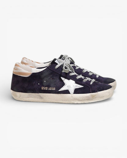 Golden Goose Super‑Star Sneakers Grape Suede Silver Laminated Star