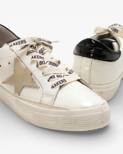 Golden Goose MAY Sneakers Shiny Calfskin Leather Laminated Star Heel Tab