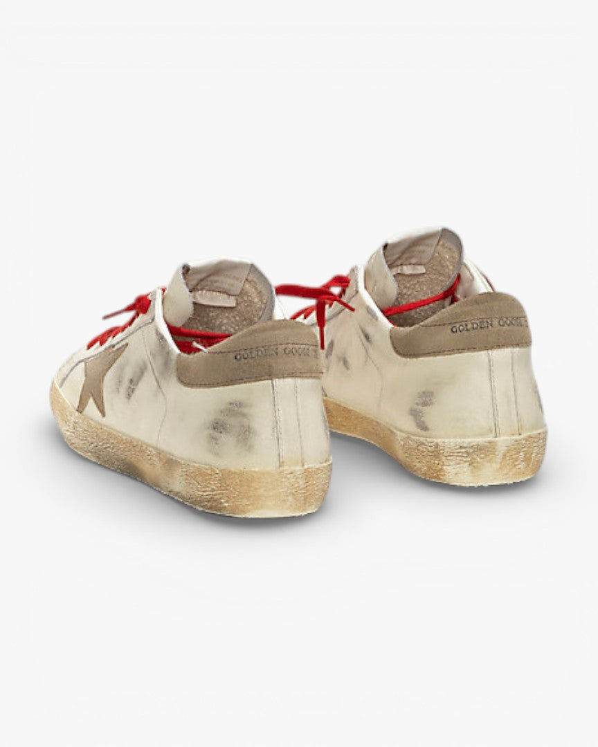 Golden Goose Super Star Leather Sneakers Suede Star White Red Lace