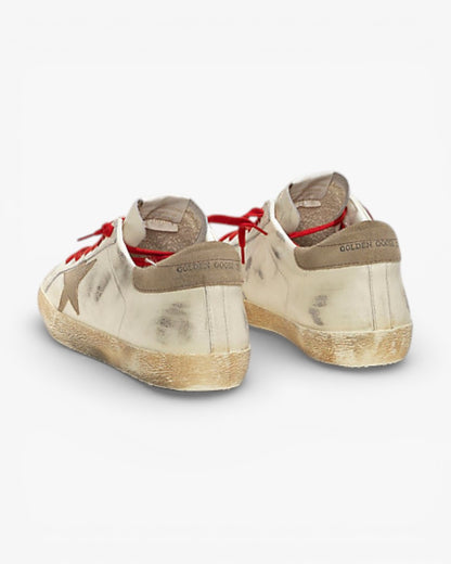 Golden Goose Super Star Leather Sneakers Suede Star White Red Lace