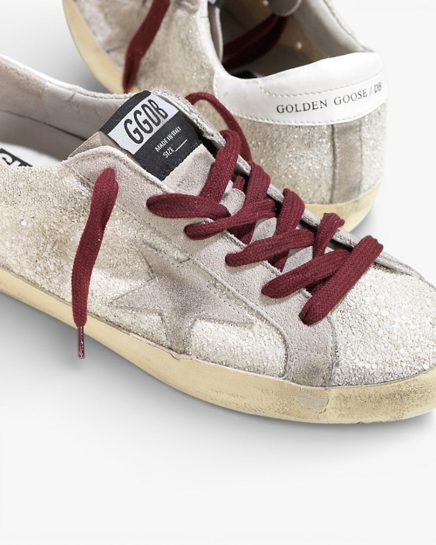 Golden Goose Super‑Star Sneakers White Glitter Suede Star