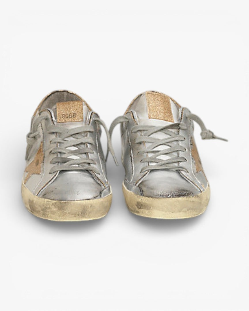 Golden Goose Super-Star Sneakers with Silver Gold Leather Star