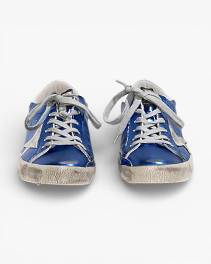 Golden Goose Super‑Star Sneakers Blue Laminated White Suede Star