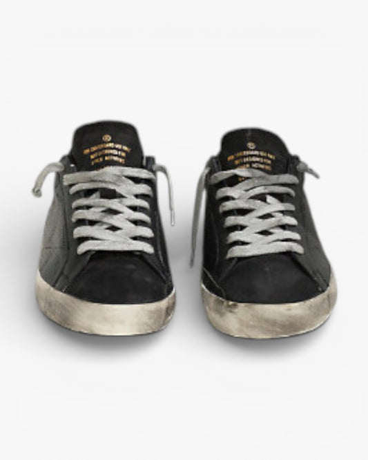 Golden Goose Super-Star Sneakers with Black Openwork Leather Star