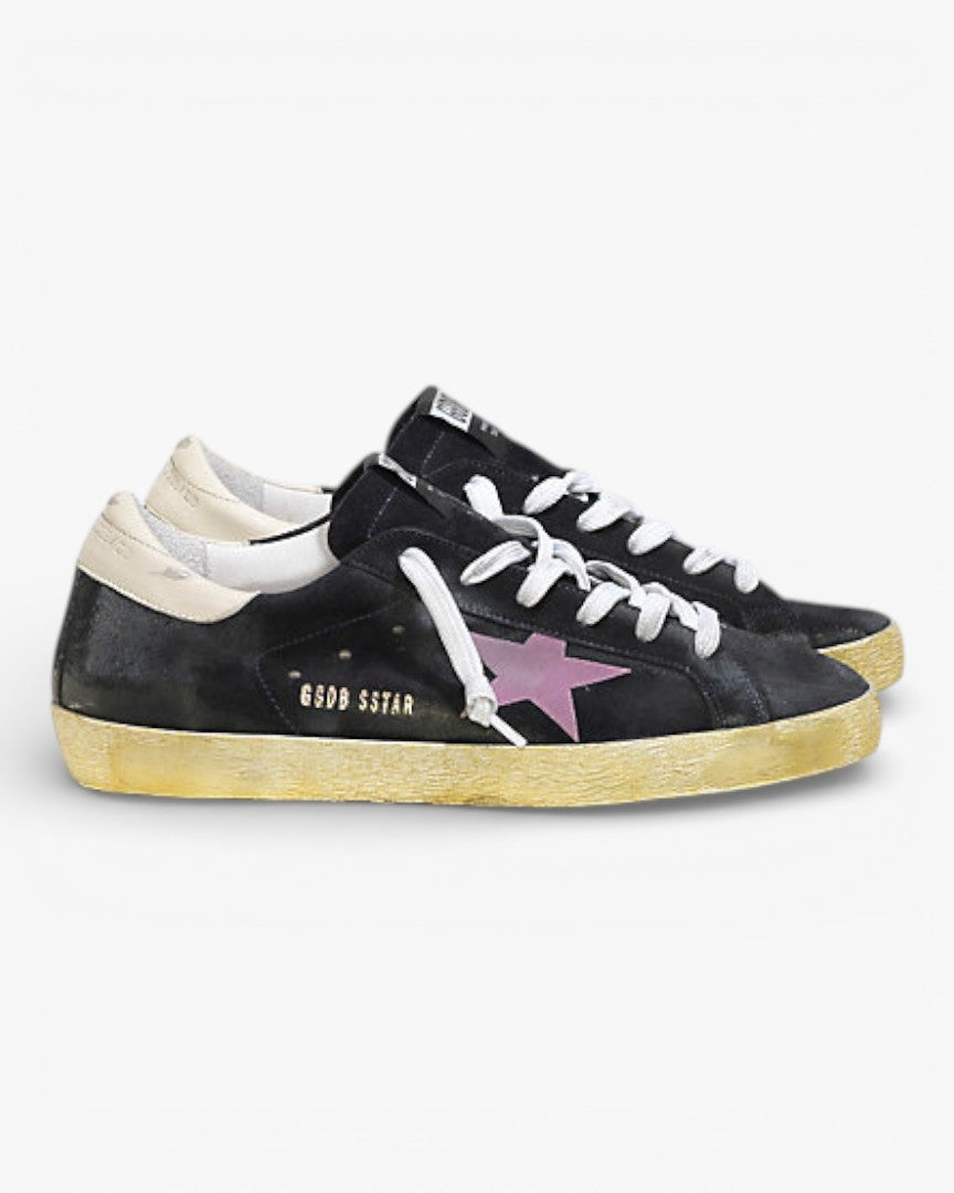 Golden Goose Super‑Star Sneakers Blue Suede Pink Velvet Star