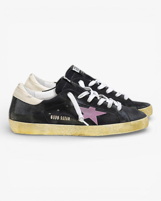 Golden Goose Super‑Star Sneakers Blue Suede Pink Velvet Star