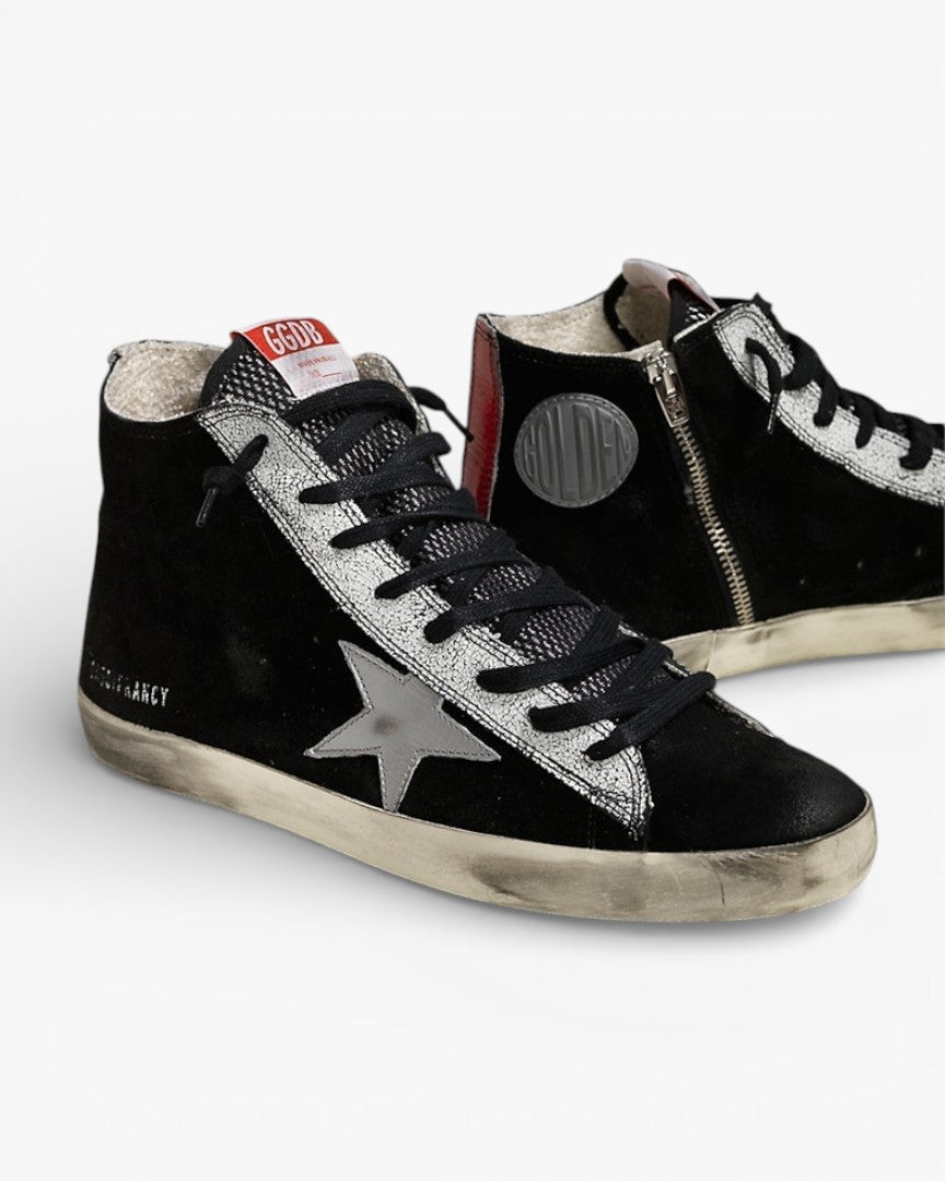 Golden Goose FRANCY Sneakers Suede Leather Star Black Suede Strawberry