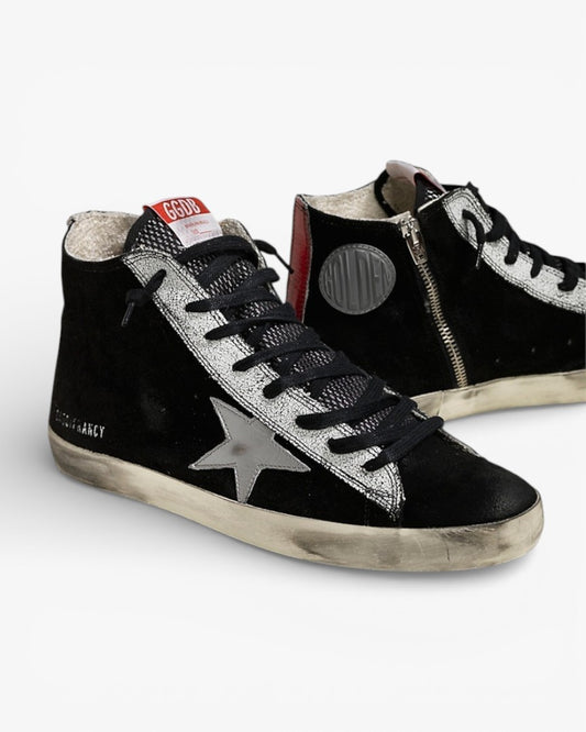 Golden Goose FRANCY Sneakers Suede Leather Star Black Suede Strawberry