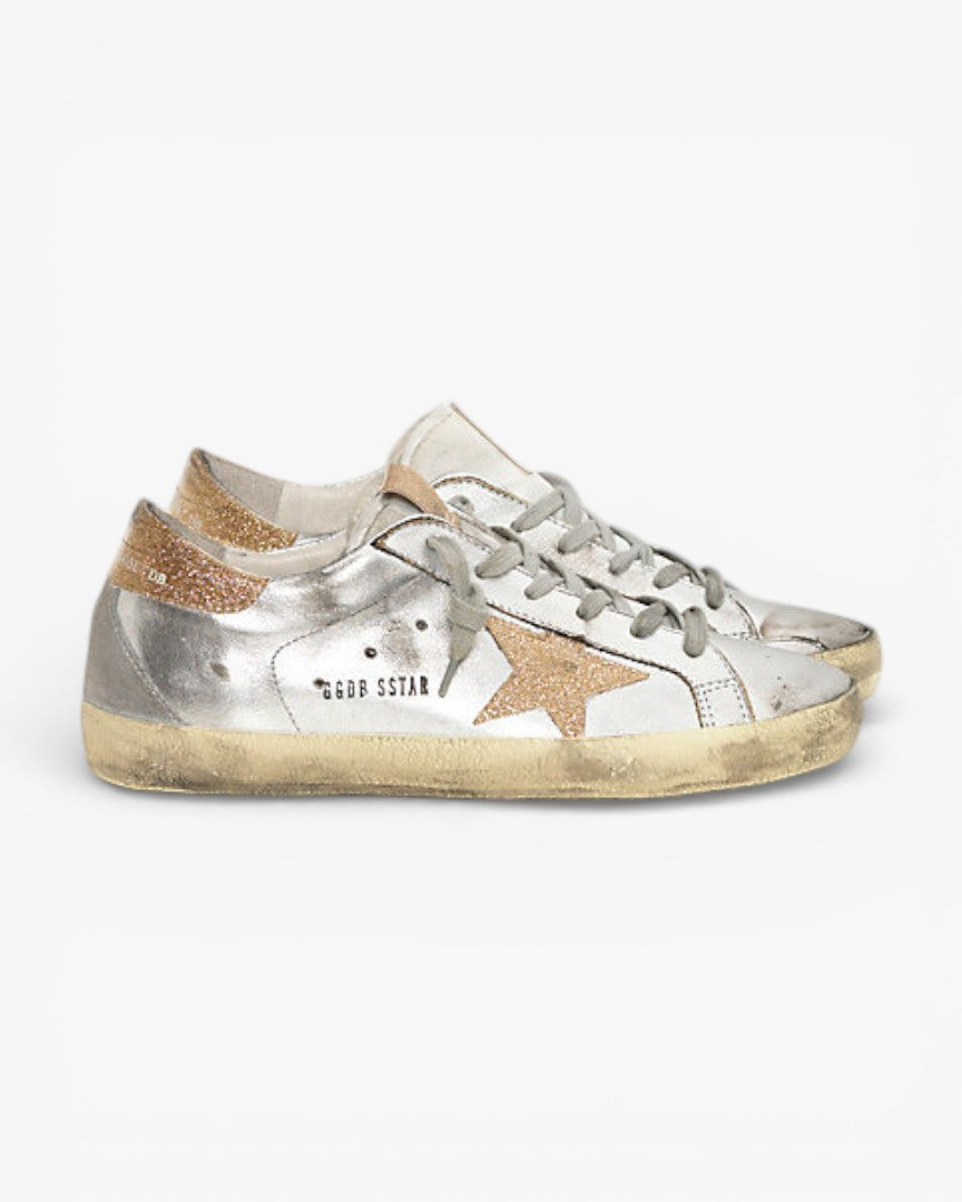 Golden Goose Super-Star Sneakers with Silver Gold Leather Star