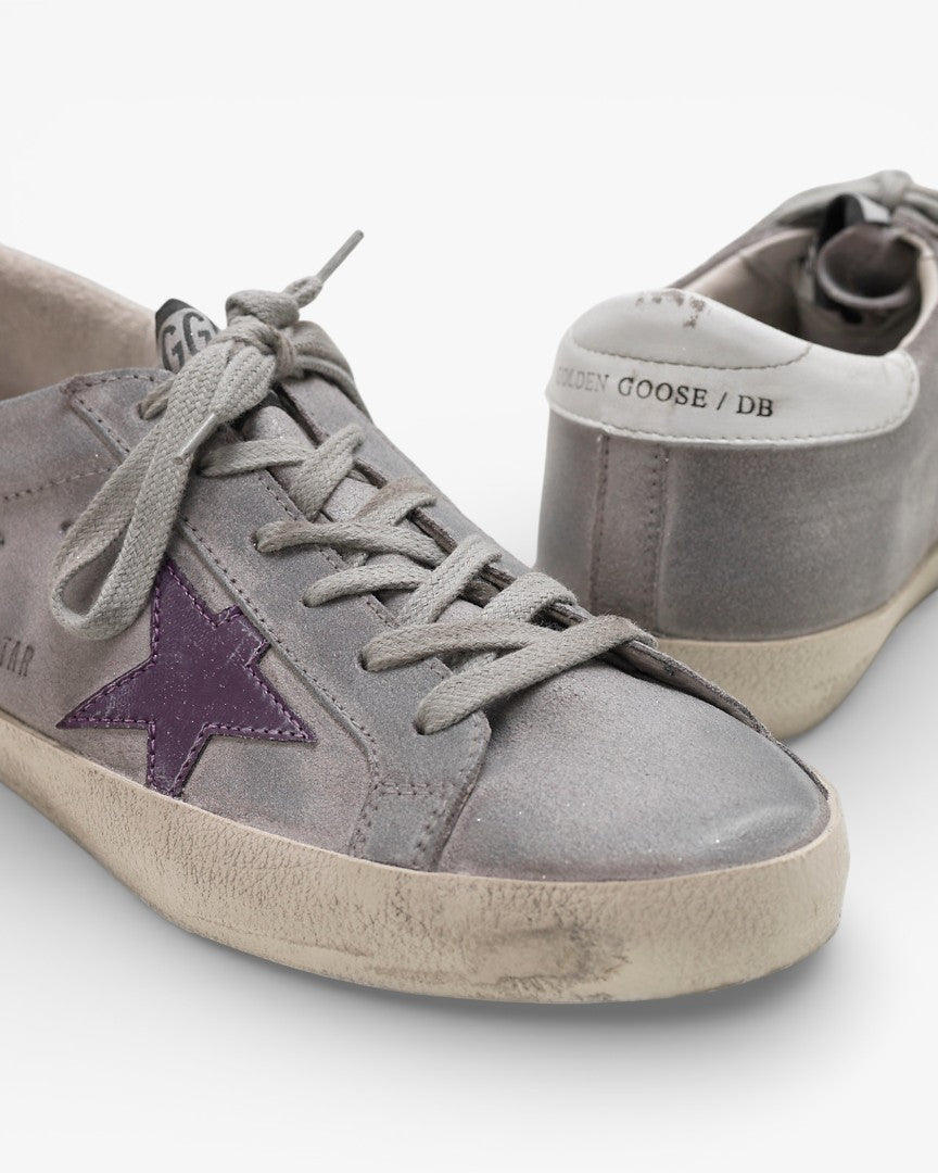 Golden Goose Superstar Sneakers Calf Leather Suede Glitter Detail