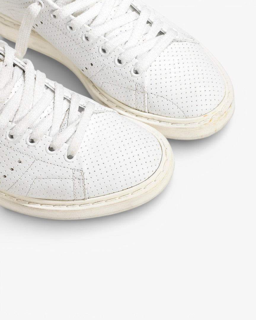 Golden Goose White Perforated Calf Leather Starter Sneakers with Spot Design
