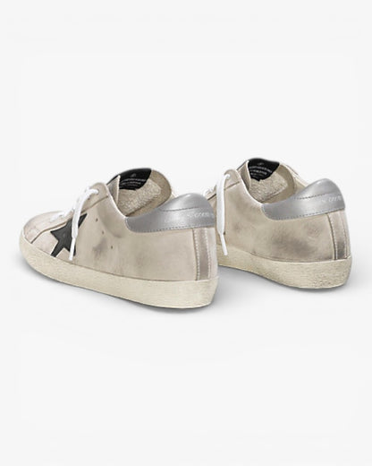 Golden Goose Super‑Star Sneakers Cream Nubuk Black Leather
