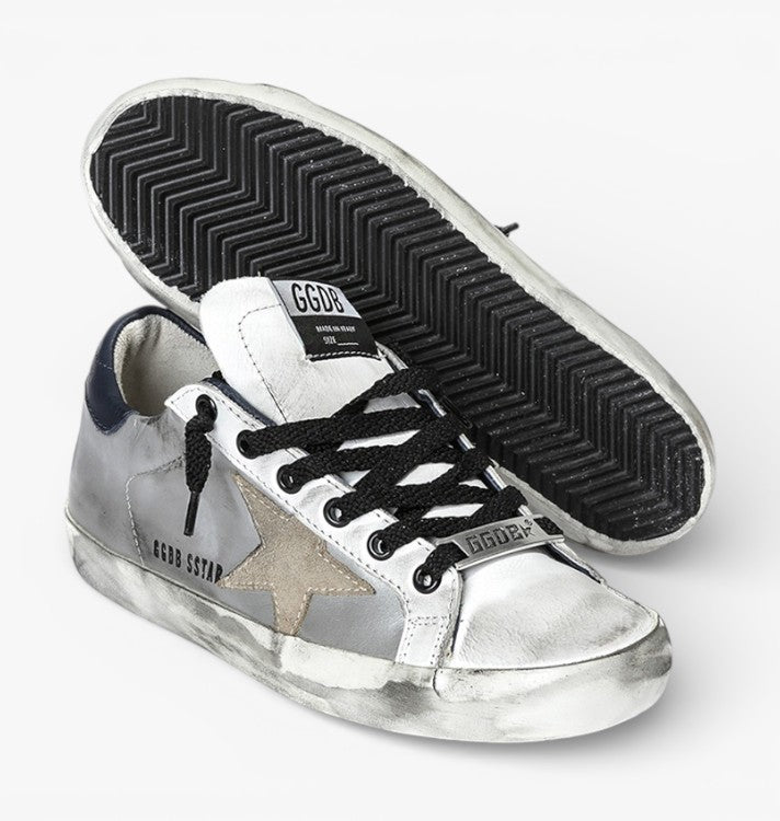 Golden Goose Super-Star Sneakers Leather Suede Star Silver Arch No Stitching