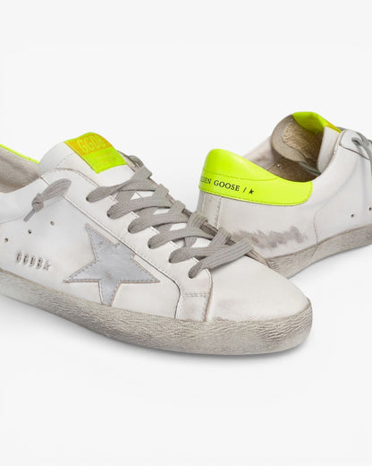 Golden Goose Super-Star Sneakers with Fluorescent Yellow Details