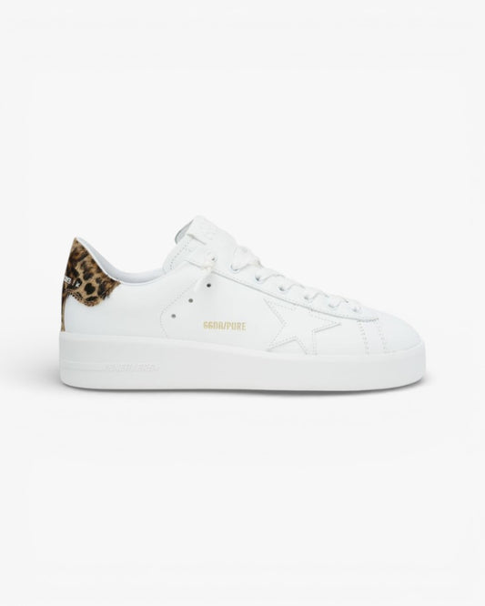 Golden Goose Purestar White Leather Sneakers Leopard Heel