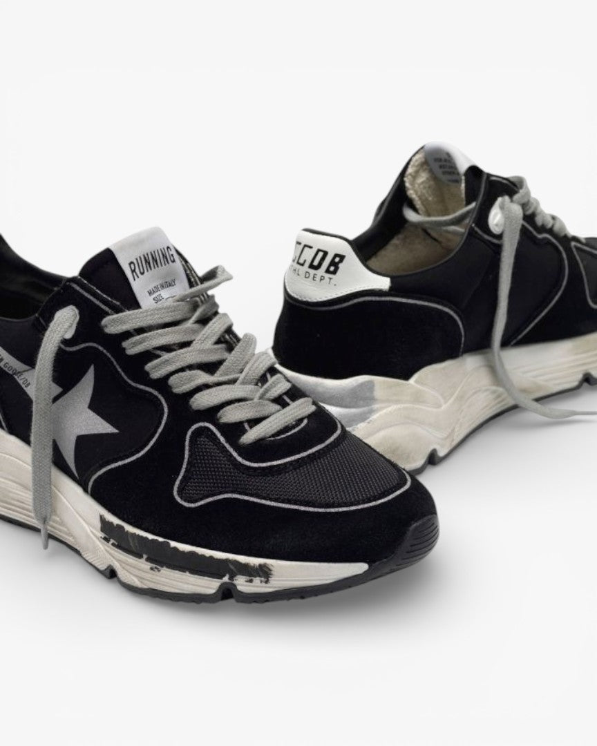 Golden Goose Black Running Sole Sneakers Silver Star