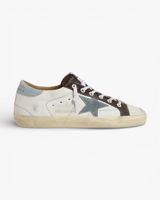 Golden Goose Women’s Super-Star LTD Light Blue Suede Star Canvas Heel Tab