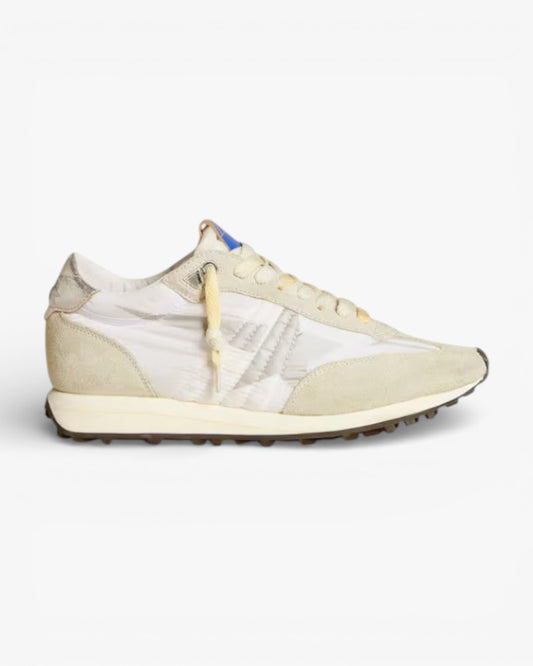 Golden Goose Marathon White Nylon and Silver Star Sneakers