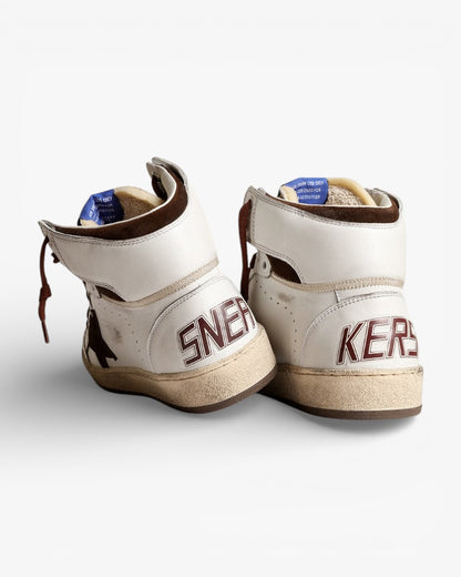 Golden Goose Sky Star White Brown High Top Sneakers