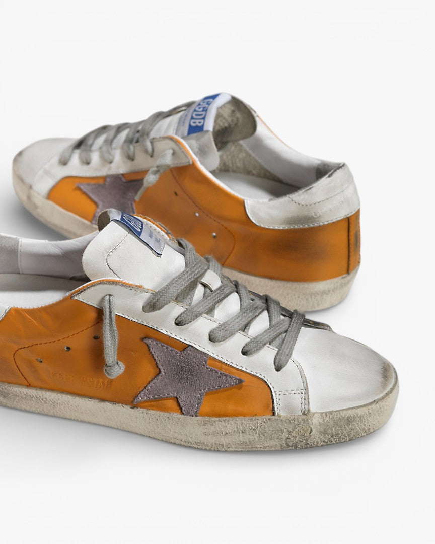 Golden Goose Super Star Leather Sneakers Suede Star Beige White Violet