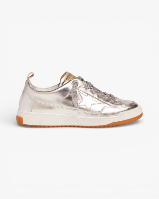 Golden Goose Yeah Silver Laminated Leather Sneakers