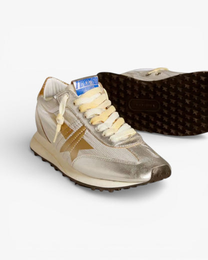 Golden Goose Marathon Black Nylon Sneakers with White Star