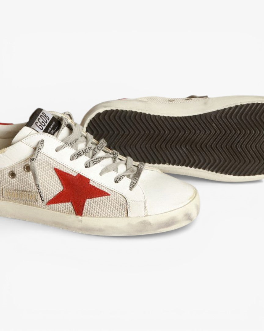 Golden Goose Superstar Sneakers White Leather Red Star