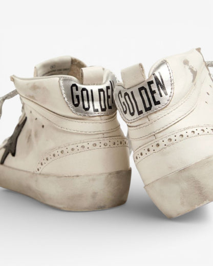 Golden Goose Mid-Star Sneakers Laminated Heel Tab Glittery Laces