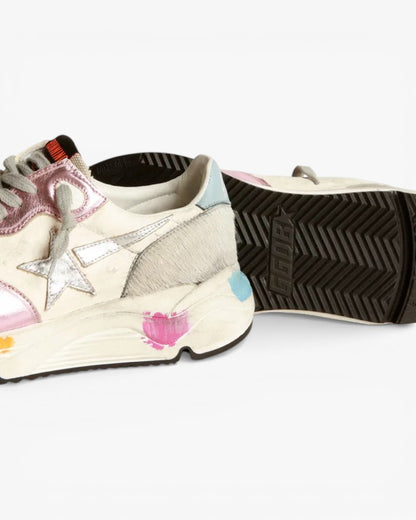 Golden Goose Running Sole Sneakers Laminated Pink Silver Star