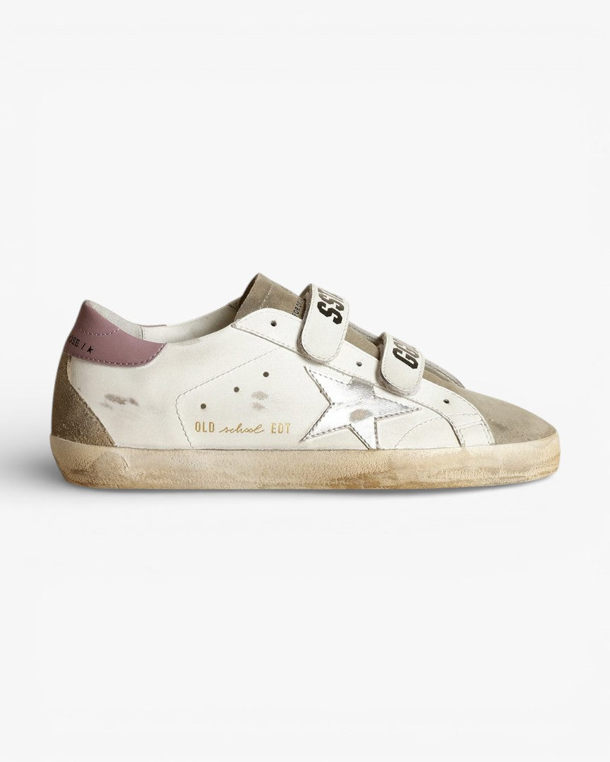 Golden Goose Old School Sneakers Silver Laminated Star Dove Gray Suede