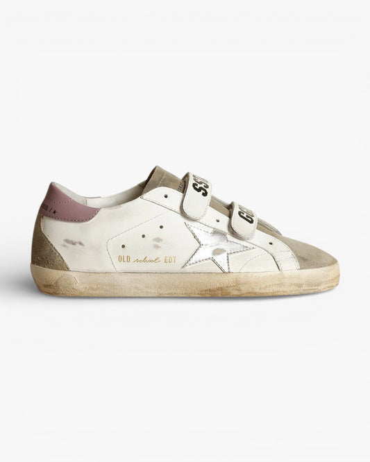 Golden Goose Old School Sneakers Silver Laminated Star Dove Gray Suede