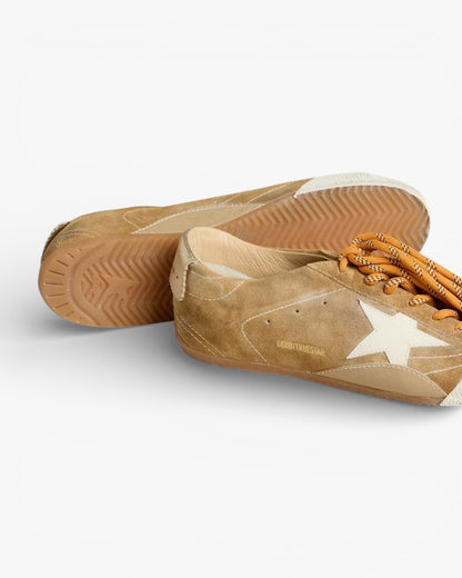 Golden Goose Ball Star White Leather Sneakers with Red Star