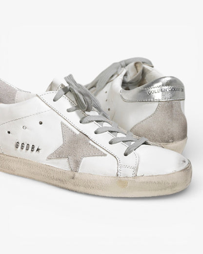 Golden Goose Super‑Star Sneakers White Silver Suede Leather