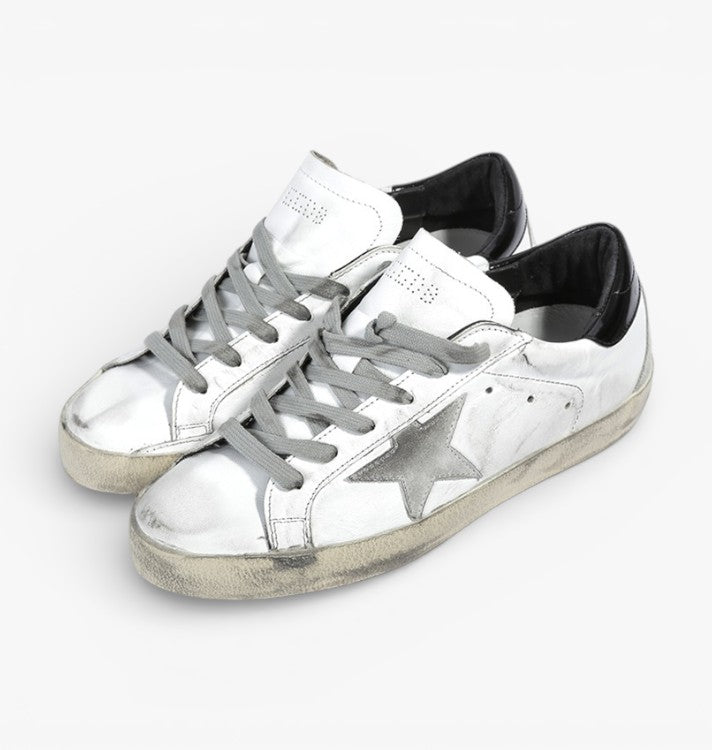 Golden Goose Super-Star Sneakers Leather Suede Star White Black Cream