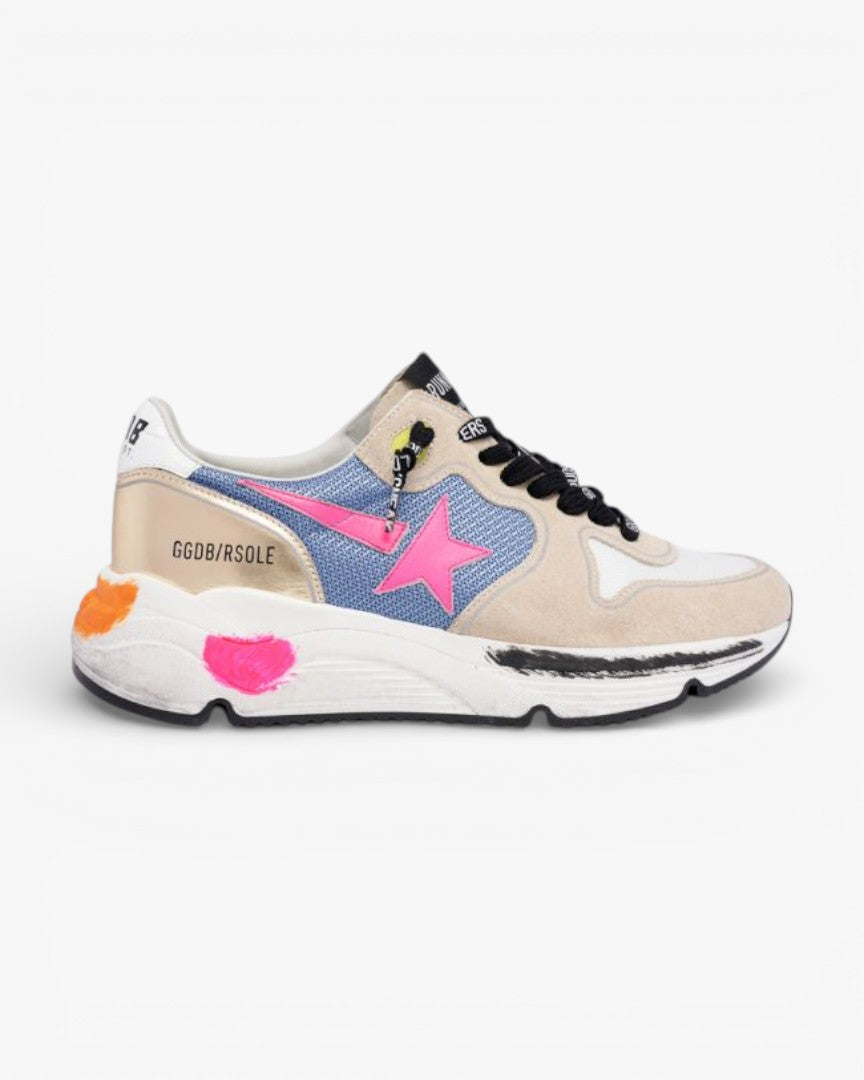 Golden Goose Running Sole Sneakers Suede Gold Detail