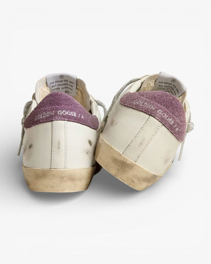 Golden Goose Super-Star Green Snake-Print Suede Star Purple Heel Tab