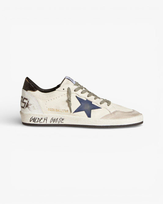 Golden Goose Ball Star White Blue Leather Sneakers