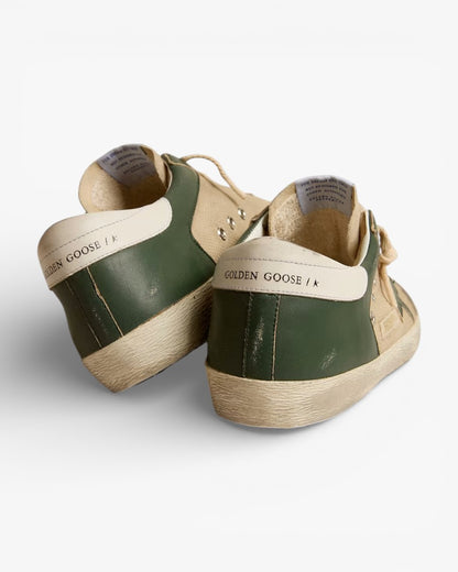 Golden Goose Men’s Super-Star LTD Cream Mesh Green Nappa Nappa Star