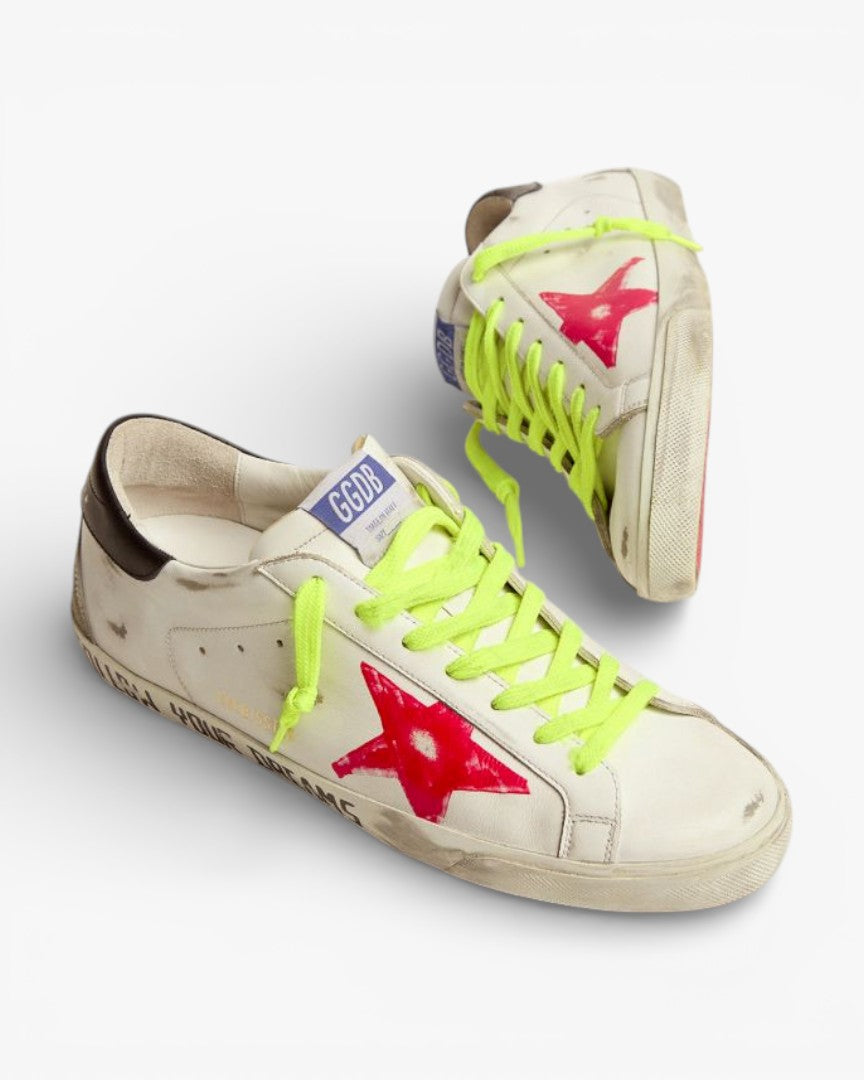 Golden Goose Super-Star Sneakers with Red Printed Star