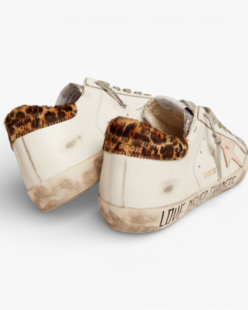 Golden Goose Super-Star Sneakers with Silver Glitter Tongue