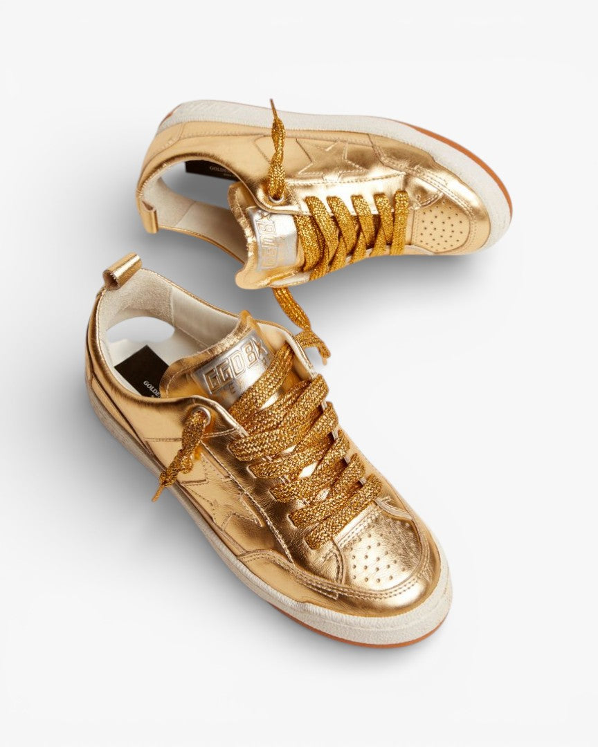 Golden Goose Yeah Gold Laminated Leather Sneakers