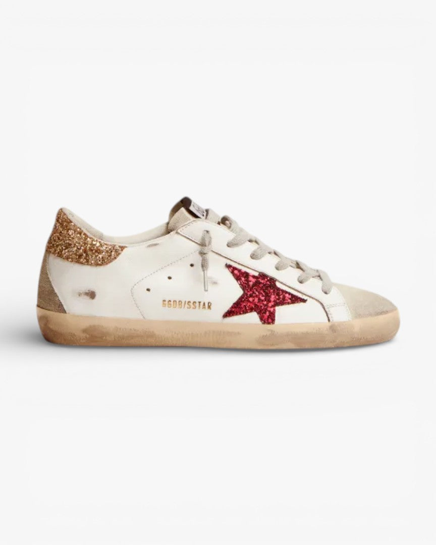 Golden Goose Super-Star Sneakers with Colored Glitter Star
